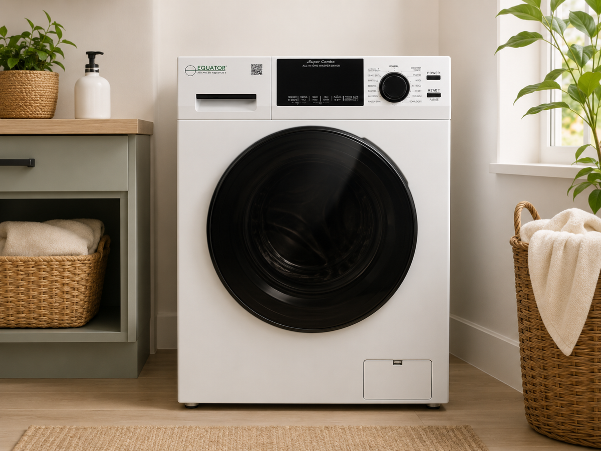 Equator All-in-One Washer Dryer VENTLESS/VENTED PET cycle 1.62cf/15lbs 110V in White