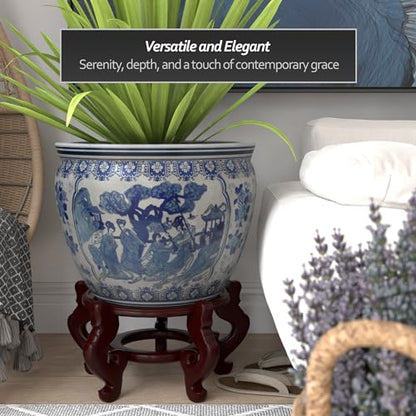 Ladies Blue White Porcelain Fishbowl