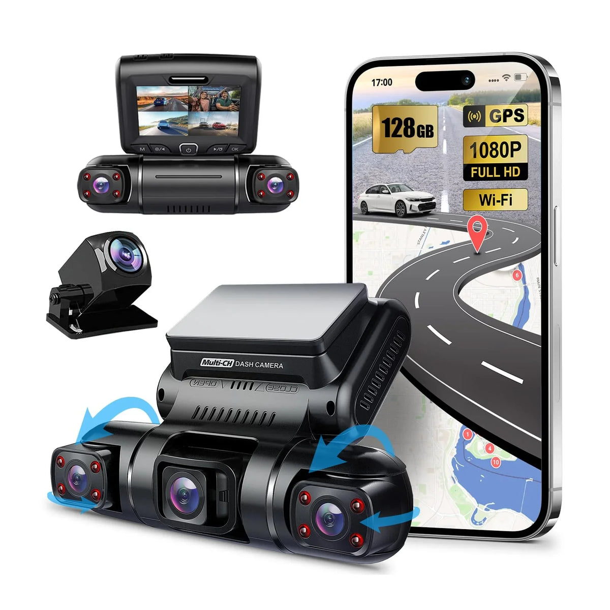 PRUVEEO Dash Cam, 4 Channel Camera FHD 1080Px4