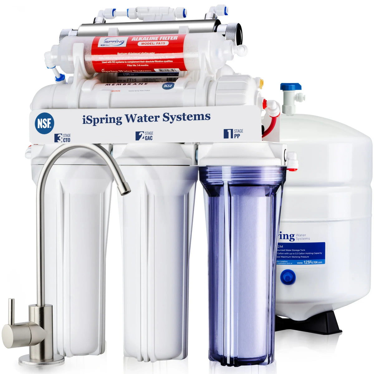 iSpring RCC7AK-UV 7-Stage Under Sink Reverse Osmosis Water Filtration System, 75GPD