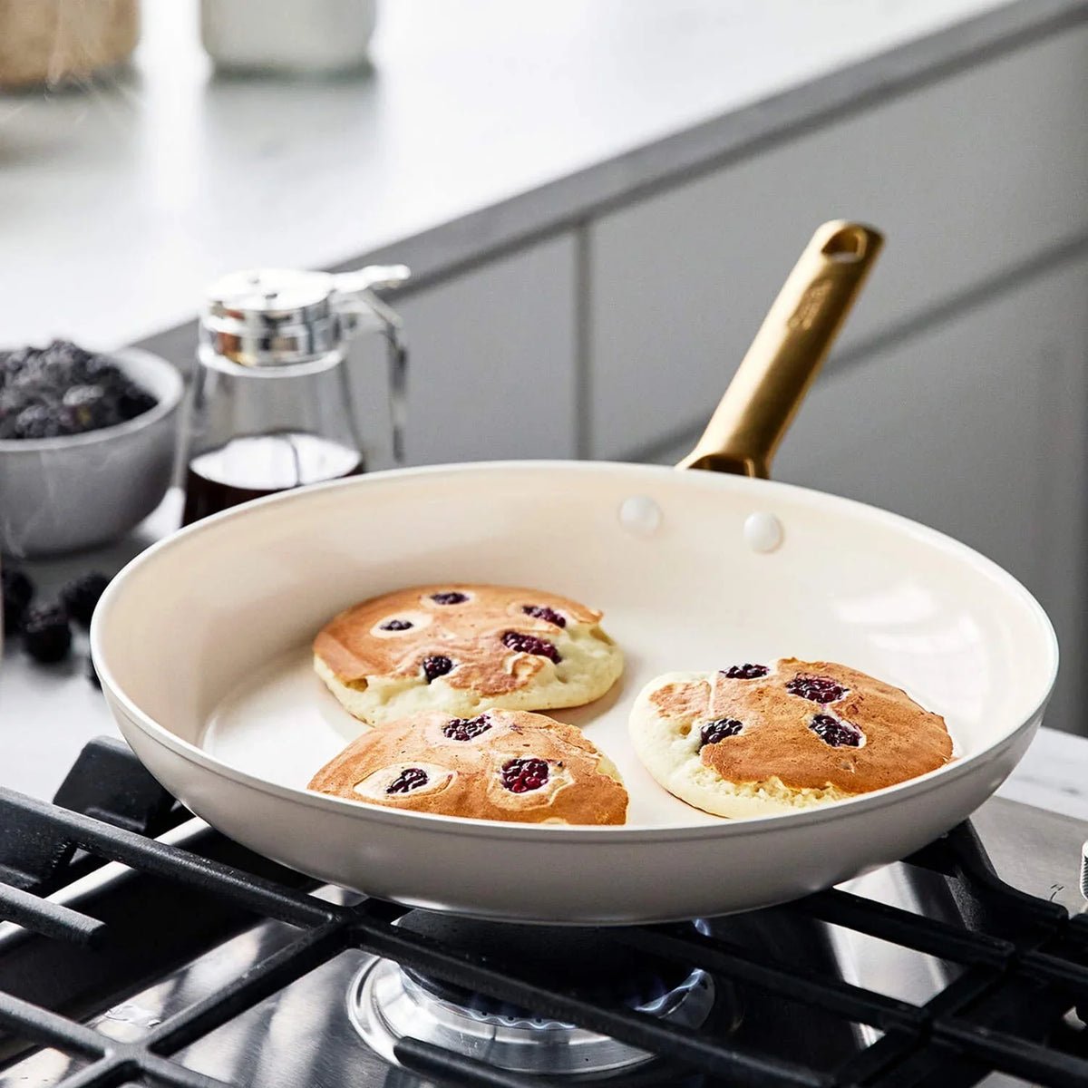 GreenPan Reserve Ceramic Nonstick 10-Piece Cookware Set | Taupe with Gold-Tone Handles