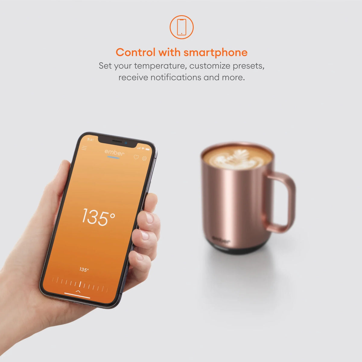 Ember Temperature Control Smart Mug 2, 10 oz, Rose Gold, Up To 1.5-hr Battery Life - App Controlled Heated Coffee/Tea Mug - Improved Design