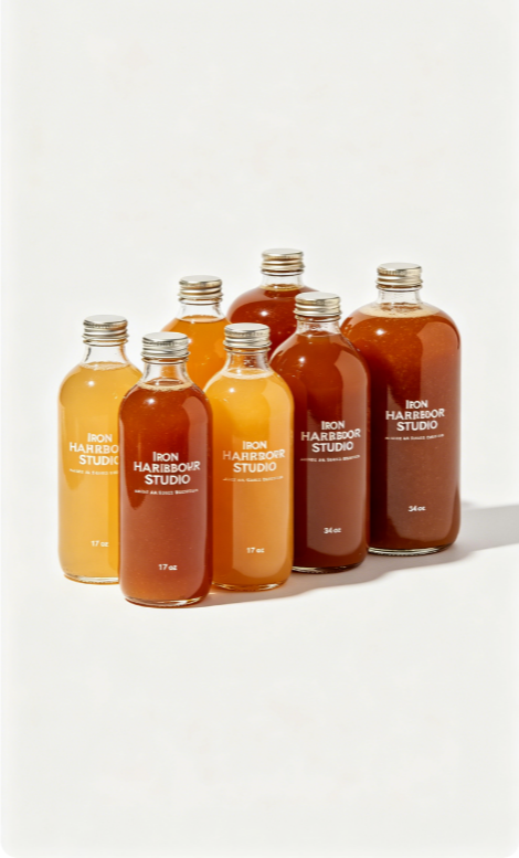 Juice and Sauce Bottles-Set of 6 (3 pcs-17oz, 3 pcs-34oz)