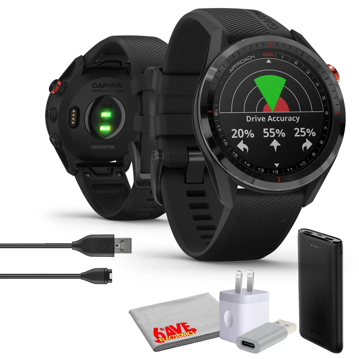 Garmin Approach S62 Premium GPS Golf Watch, 1.3-inch Touchscreen Display - Black