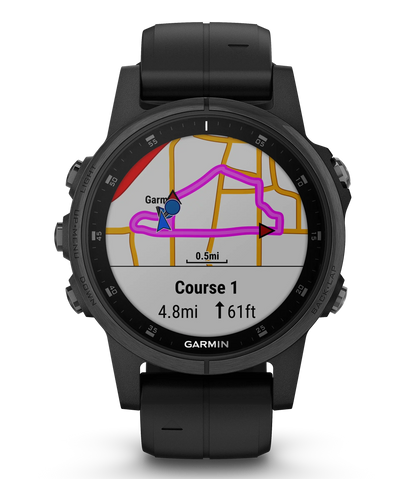 Garmin Fenix 5S Plus Sapphire Smart Watch, Black with Black Band